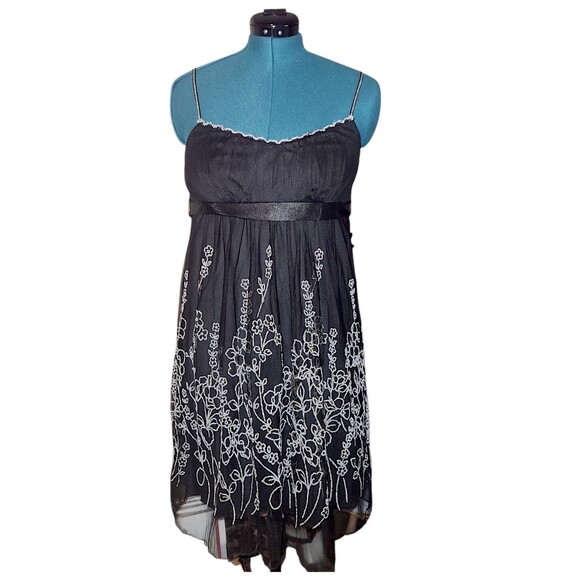 Just Choon Vintage Y2K Homecoming  16 Party Dress Black Tulle FairyGoth Size L - Picture 1 of 6